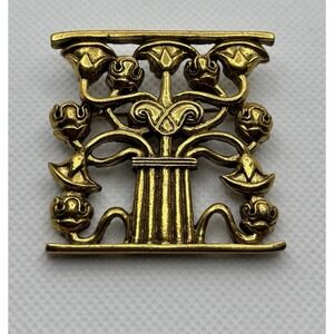 MMA Metropolitan Museum of Art Tree‎ of Life 1995 Goldtone brooch 1-1/2" Signed